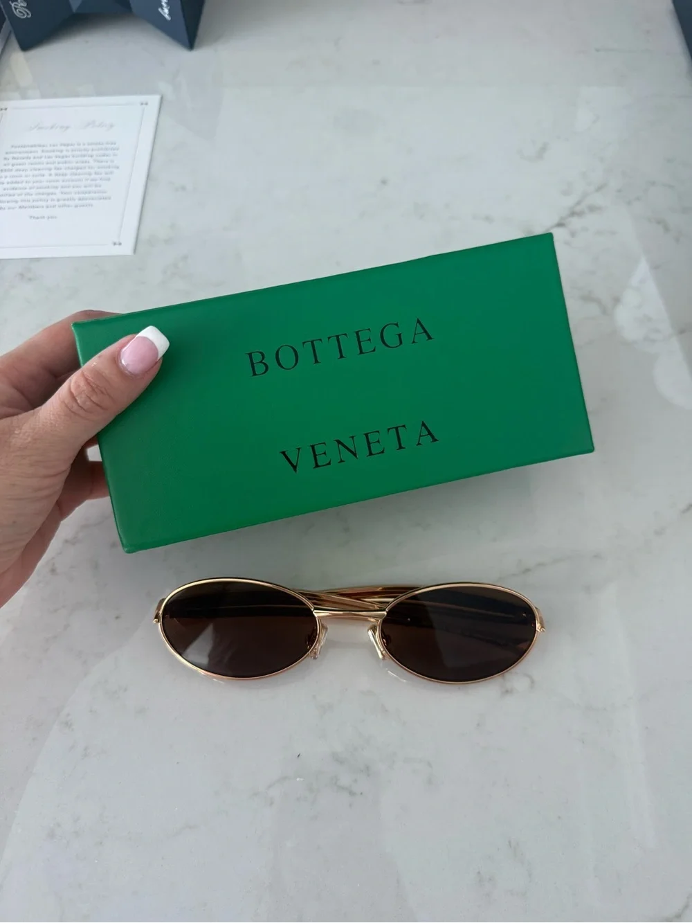 Bottega Veneta Gold Sardine Oval Sunglasses with Black Lenses